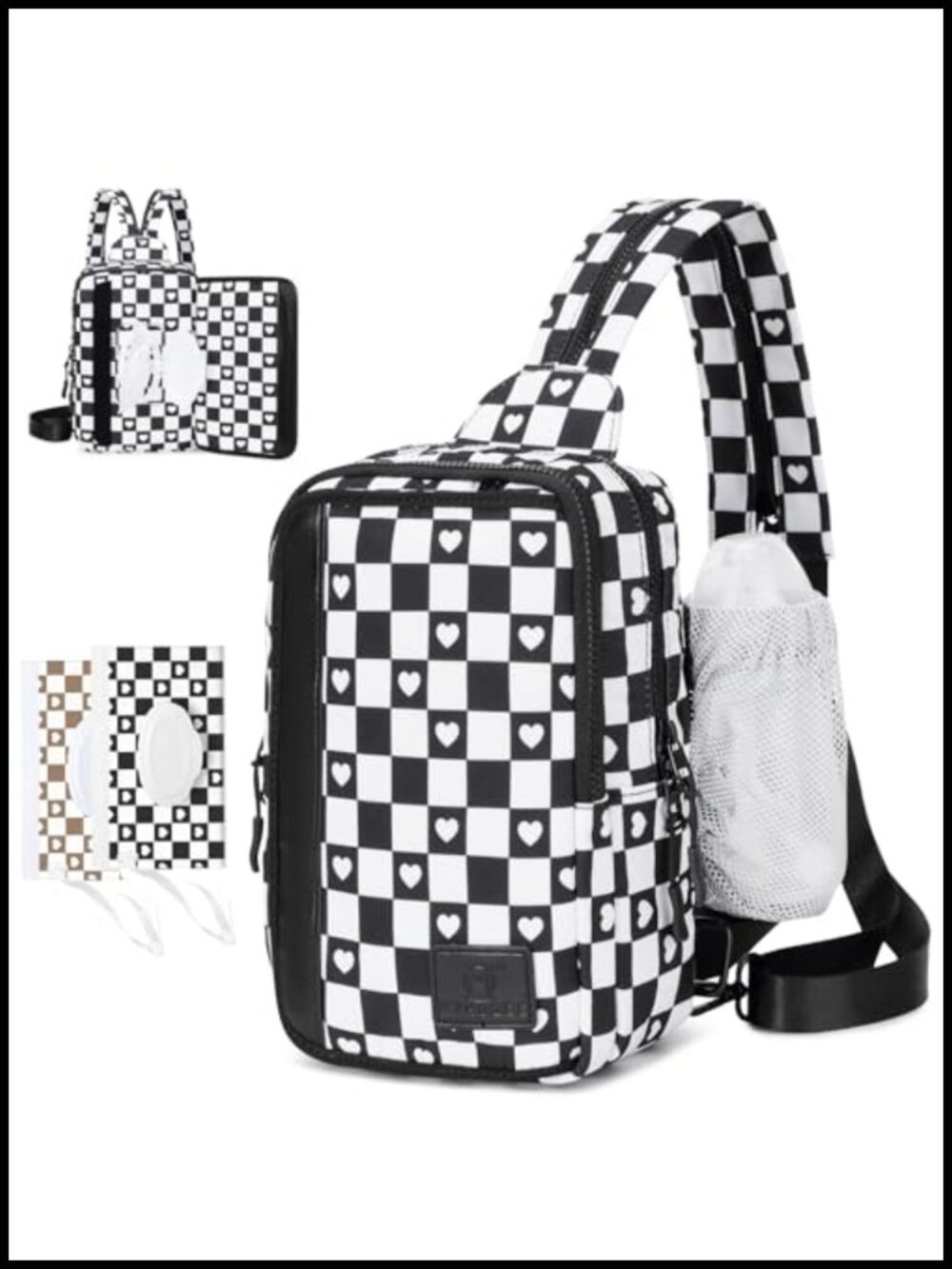 Sling Bag Crossbody Backpack Purse 2 in 1 Nylon Diaper Bag Wipes Pocket